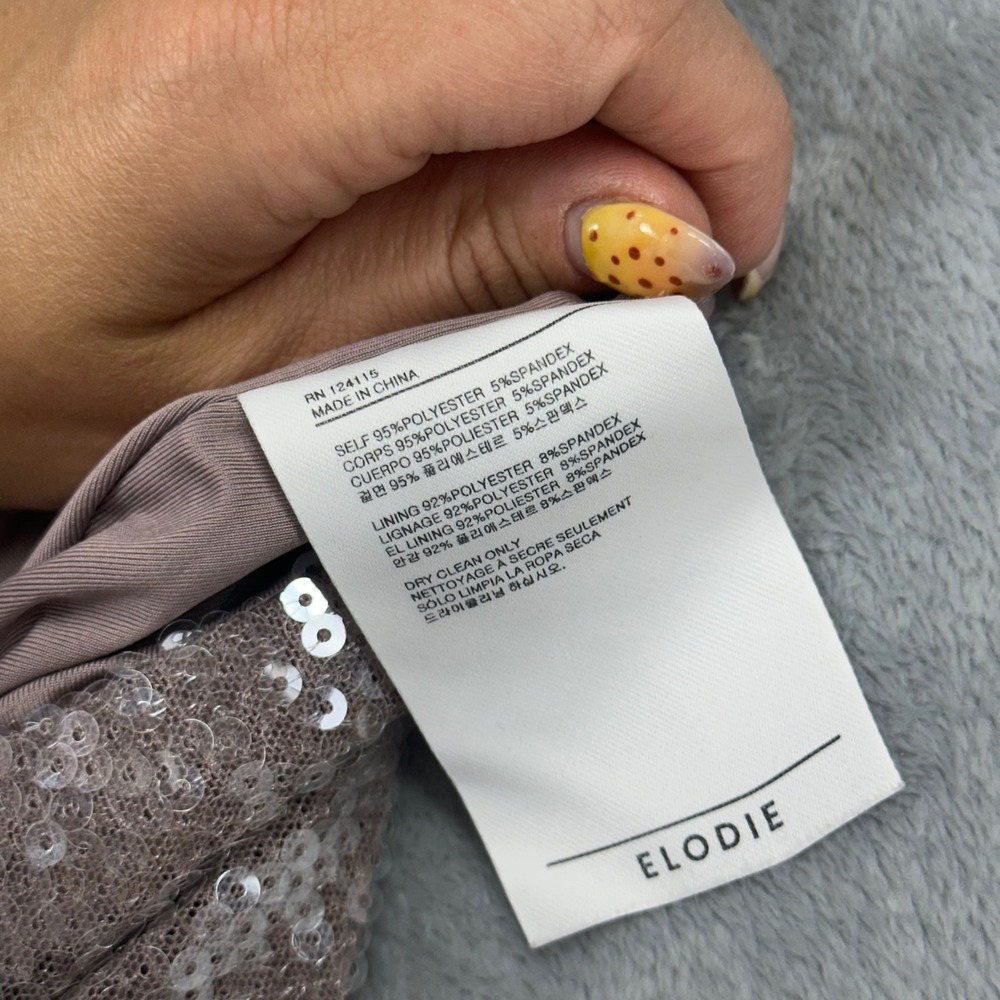 Elodie Womens Mauve Silver Sequin Mock Neck Sleeveless Cap Sleeve Top Small - Picture 7 of 7